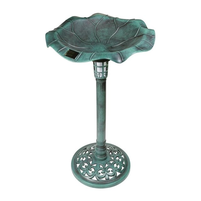 Verdigris Solar Birdbath Planter | bobsgardenideas