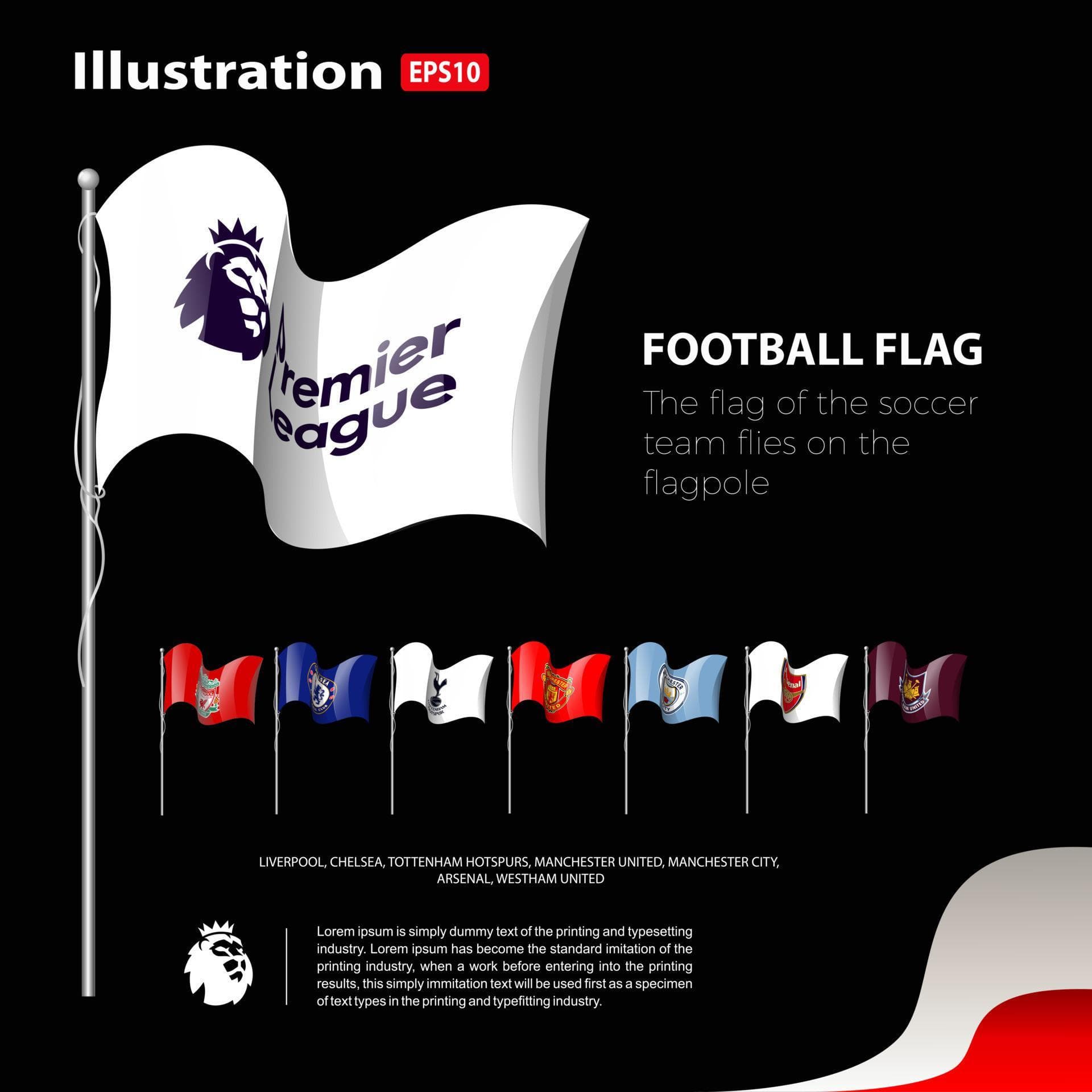 Premier league. football flag team design 5389260 Vector Art at Vecteezy