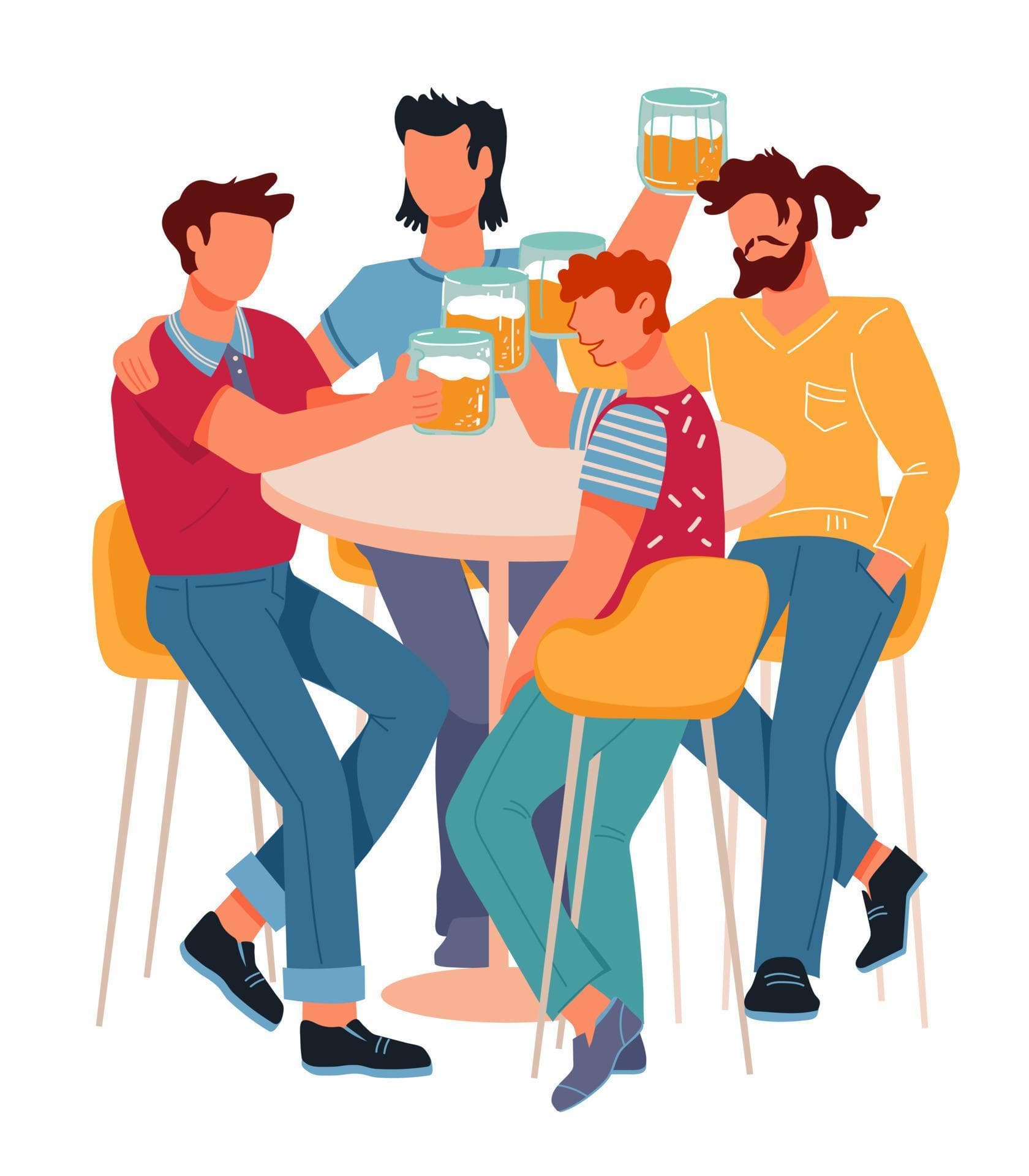 grupo de amigos bebiendo cerveza y divirtiéndose juntos ilustración ...
