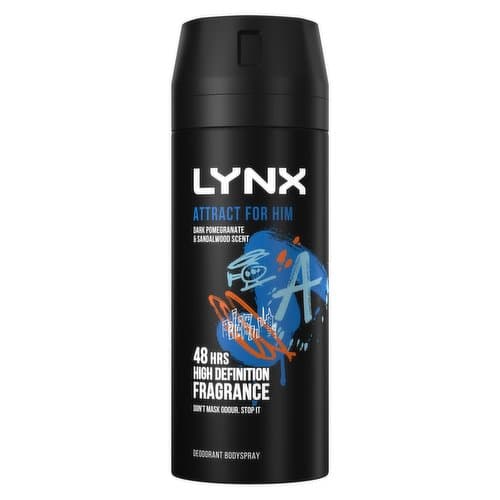 Lynx Body Spray Deodorant Aerosol Attract For Him 150ml