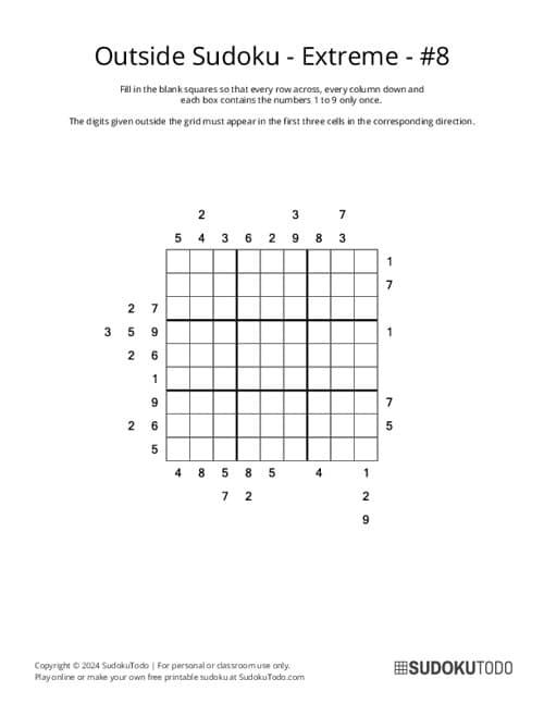 Outside Sudoku Puzzles
