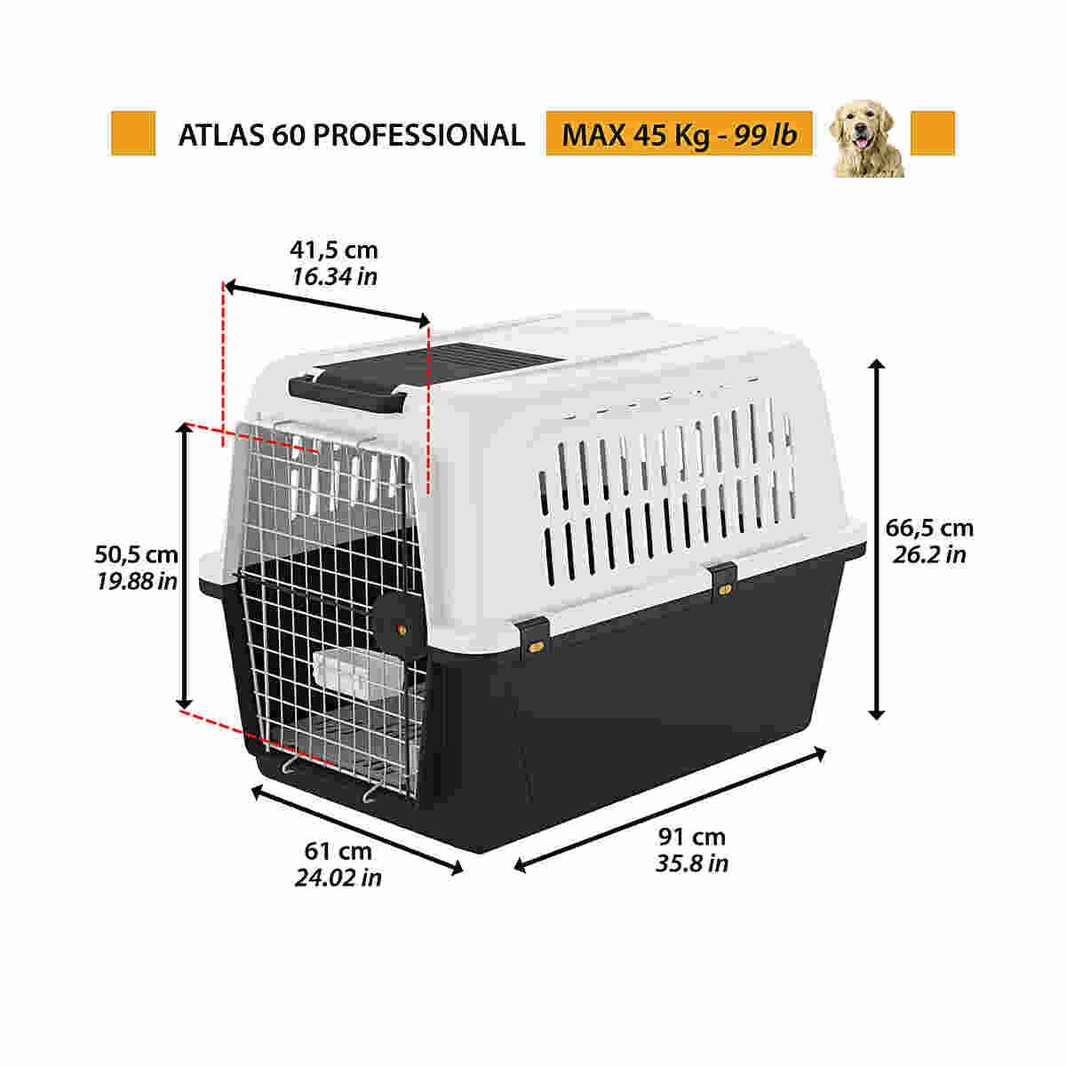 Ferplast Atlas Professional Sky Kennel Dog Carrier | Airline-Approved ...