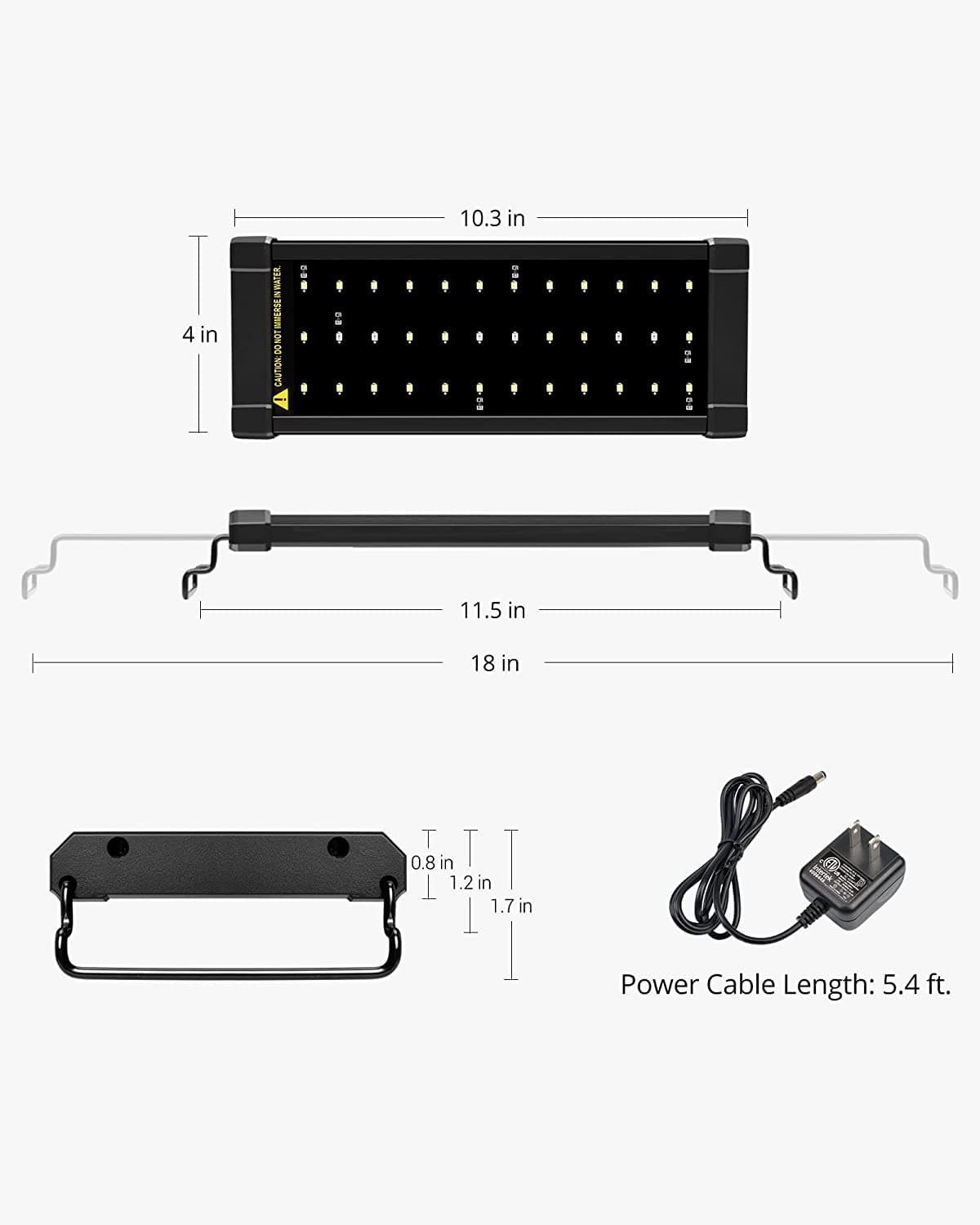 NICREW LED Aquarium Light - White and Blue LEDs, Size 12 to 18 Inch, 6 ...