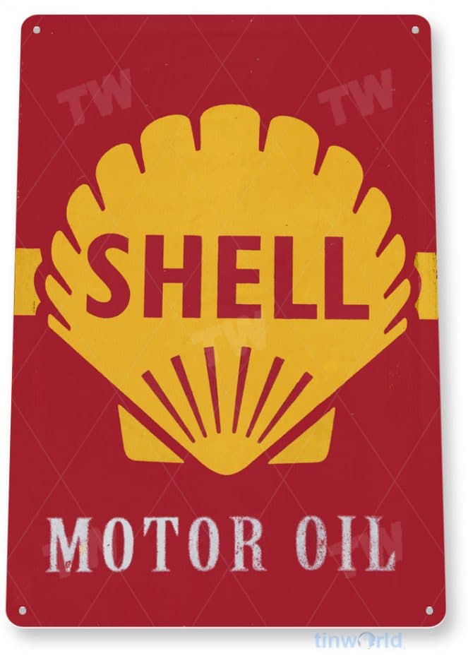 Shell Motor Oil Vintage Embossed Tin Sign