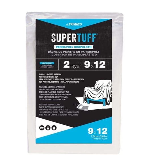 Trimaco SuperTuff Paper/Poly Drop Cloth, 9 ft x 12 ft - Drop Cloths ...