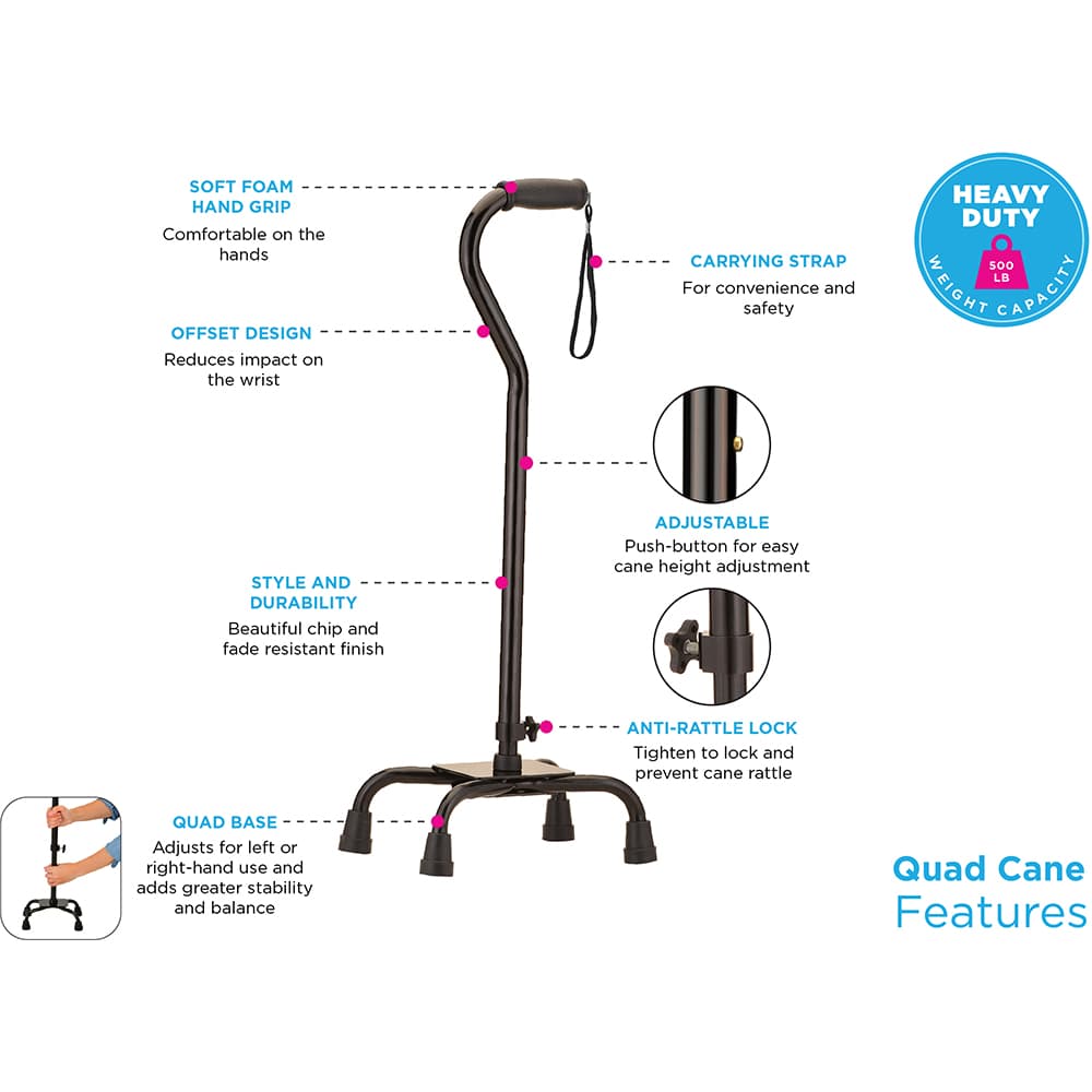 NOVA Heavy Duty Quad Cane with Small Base : Valley Healthcare Supply Merced