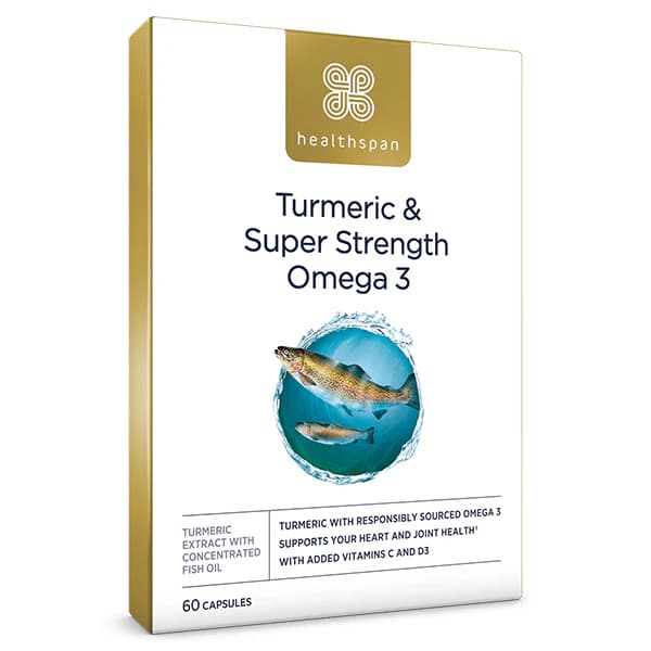 Healthspan Turmeric & Super Strength Omega 3 Capsules - Low Everyday ...