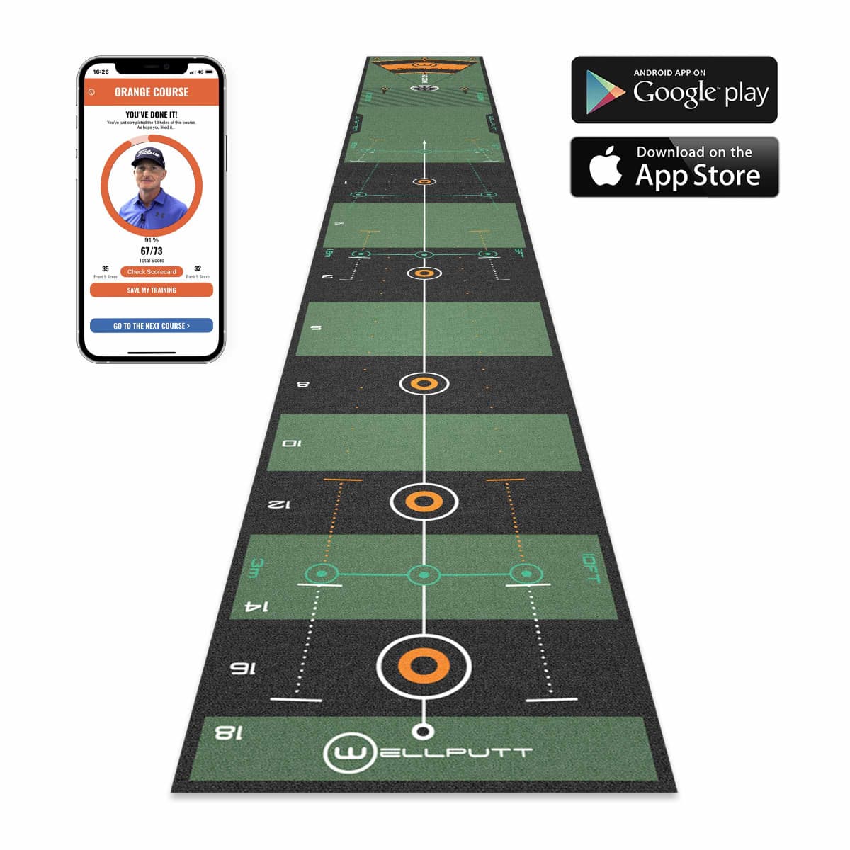 Putting training mat golf indoor - 13ft Classic | Wellputt
