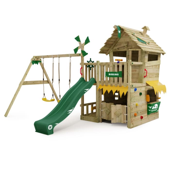 Climbing frame with playhouse and swing | Wickey.co.uk