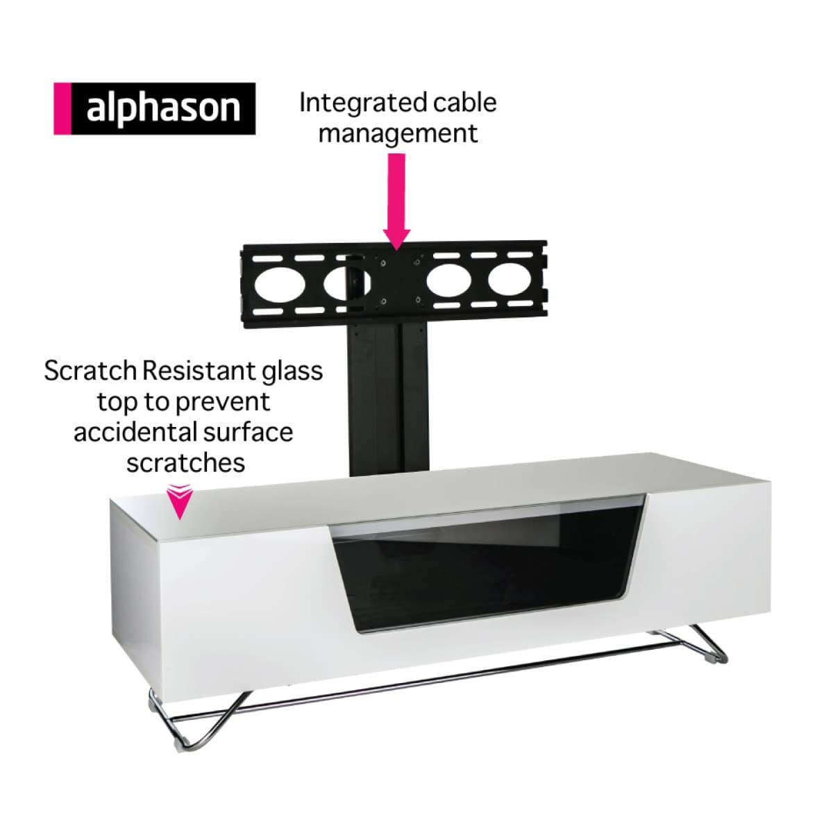 TV Cabinet White Chromium 1200mm TV Stand with Bracket CRO2-1200BKT-WH ...
