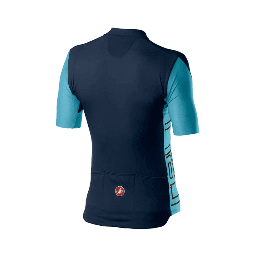 Castelli Entrata V Short Sleeve Jersey Dark blue Sky blue