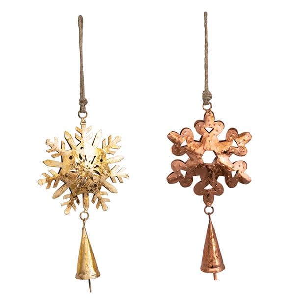 Rustic Metal Snowflake Ornament Set of 2 | Antique Farmhouse