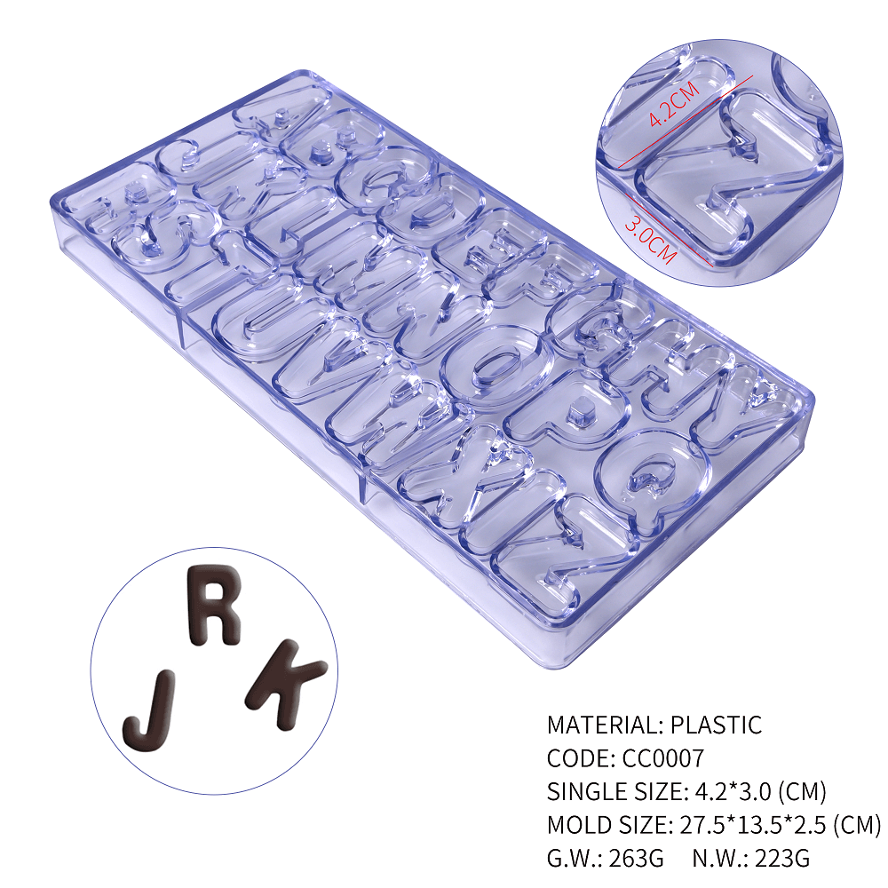 CC0007 Polycarbonate Uppercase Letter Shape Chocolate Mould DIY Baking Mold