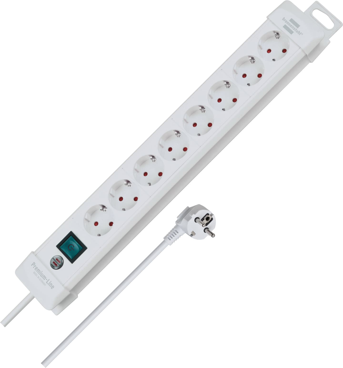 Premium-Line extension lead 8-way white 3m H05VV-F 3G1,5 | brennenstuhl®