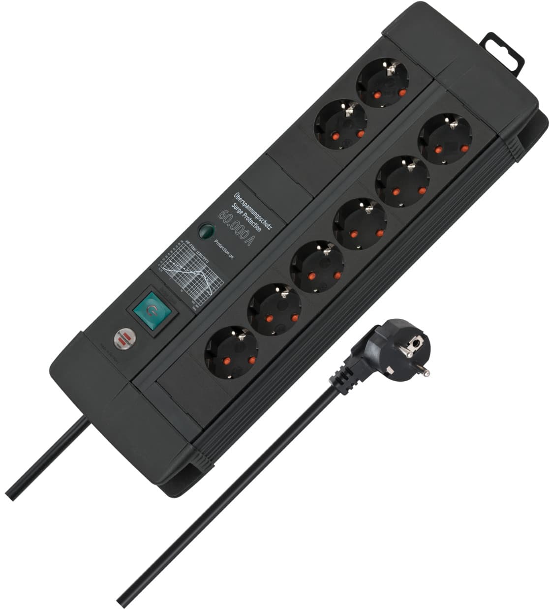 Premium-Line 60.000A extension lead with surge protection 8-way Duo ...