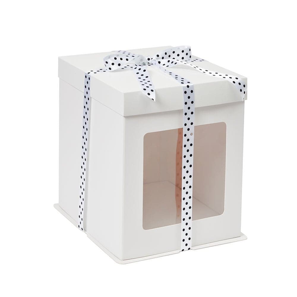 Matt White Tall Stylish Cake Box with Window – Premium Cake Packaging ...
