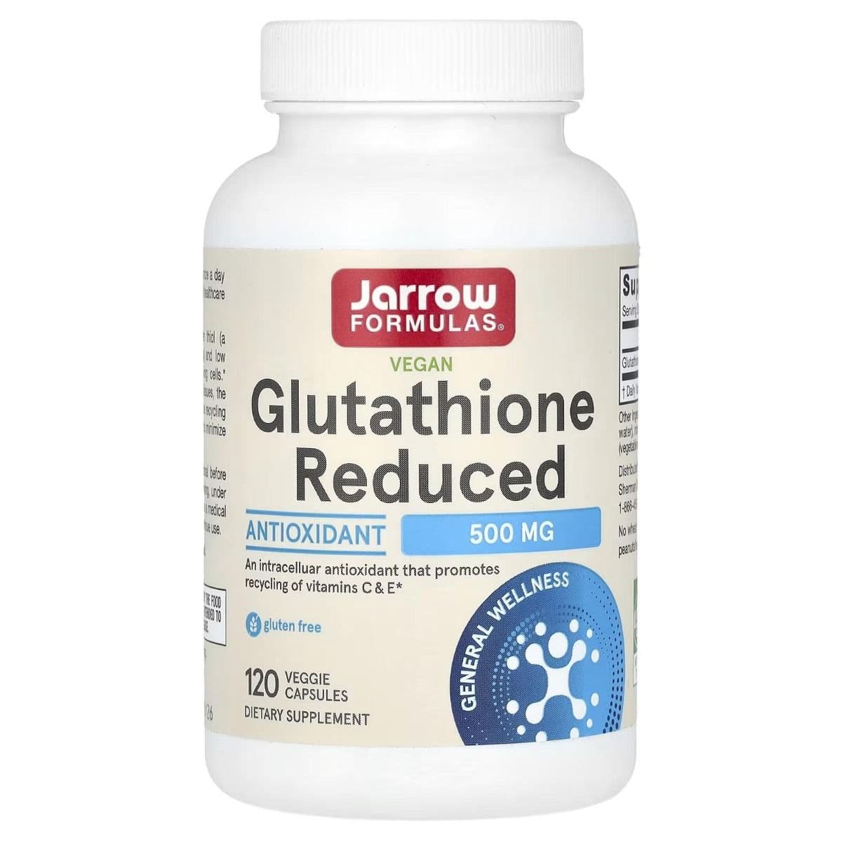 Jarrow Formulas Glutathione Reduced, 500 mg, 120 Veggie Caps