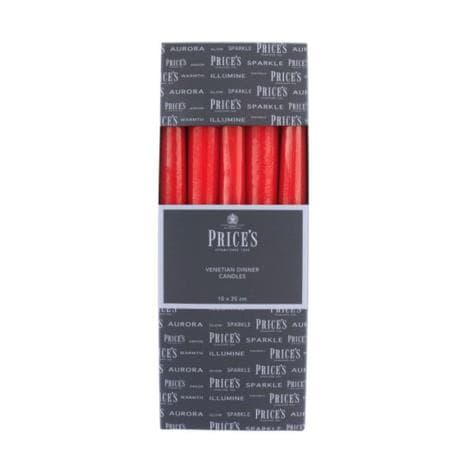 Price's Venetian Red Wrapped Dinner Candles 25cm (Pack of 10) (VW101005 ...