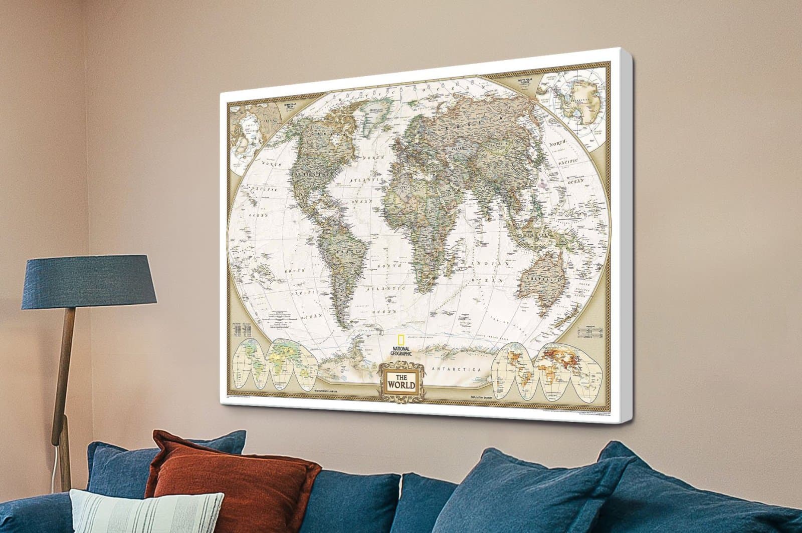National Geographic Framed World Map Art | Canvas Prints Perth