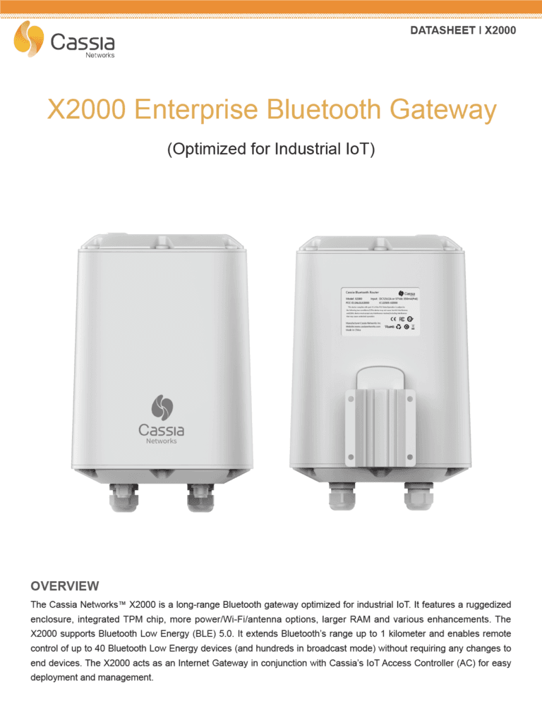 X2000 Bluetooth Edge Gateway - Cassia Networks