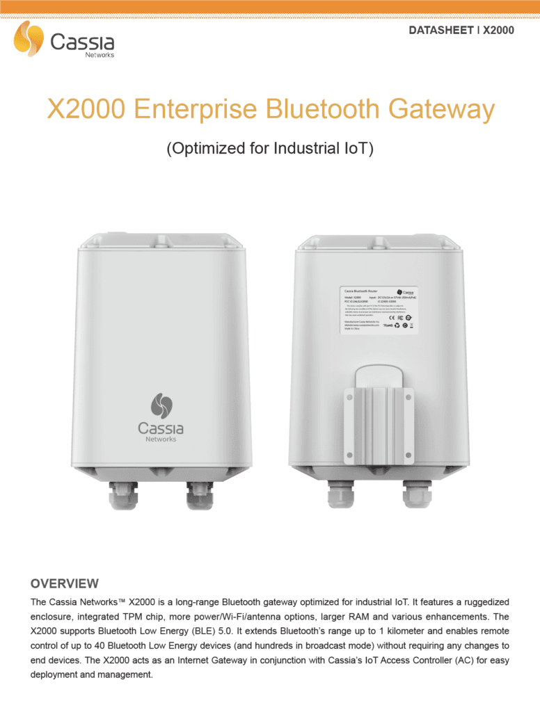 X2000 Bluetooth Edge Gateway - Cassia Networks