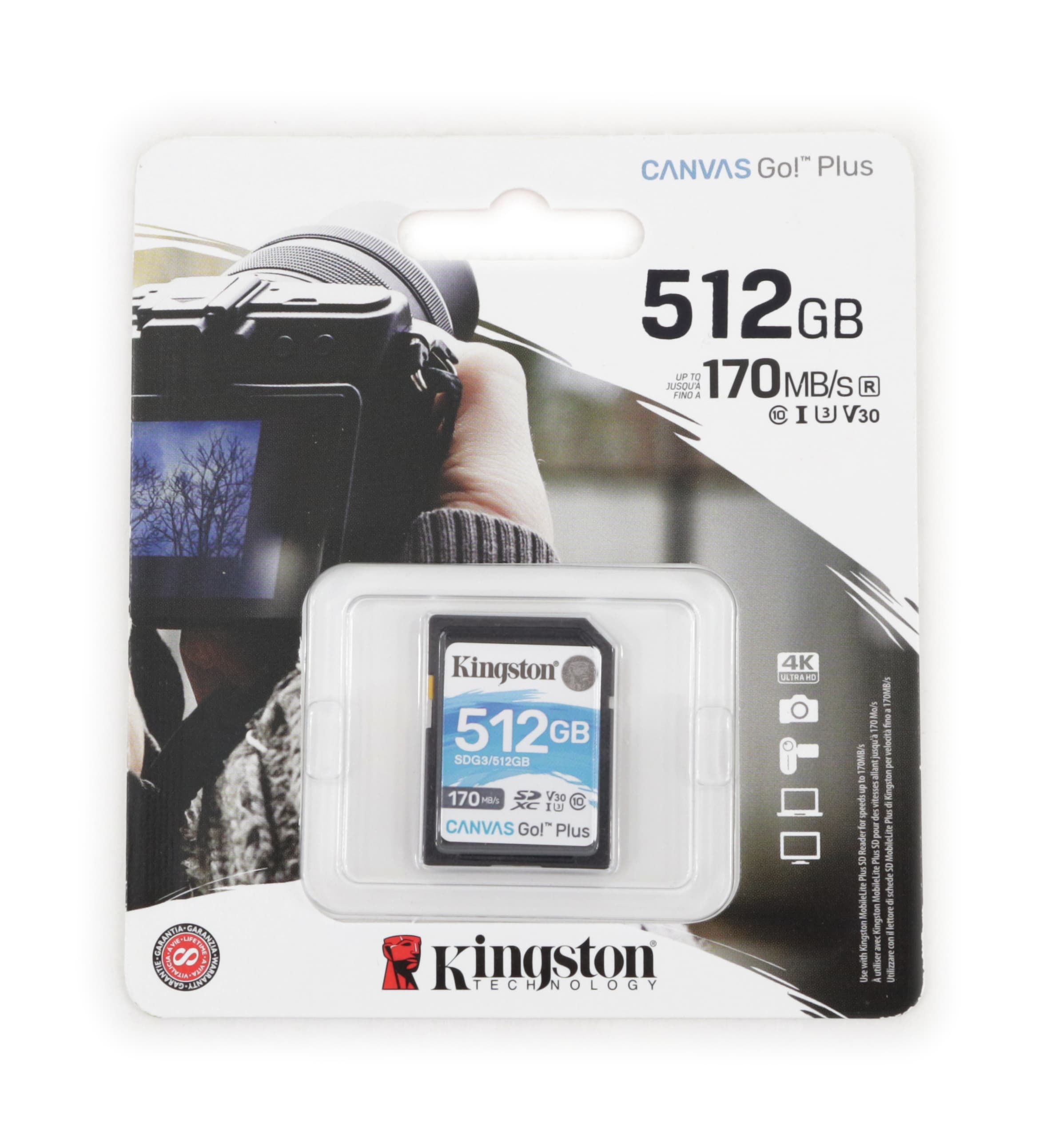 Kingston Canvas Go Plus 512GB C10 U3 V30 Flash Memory Card SDXC UHS-I ...
