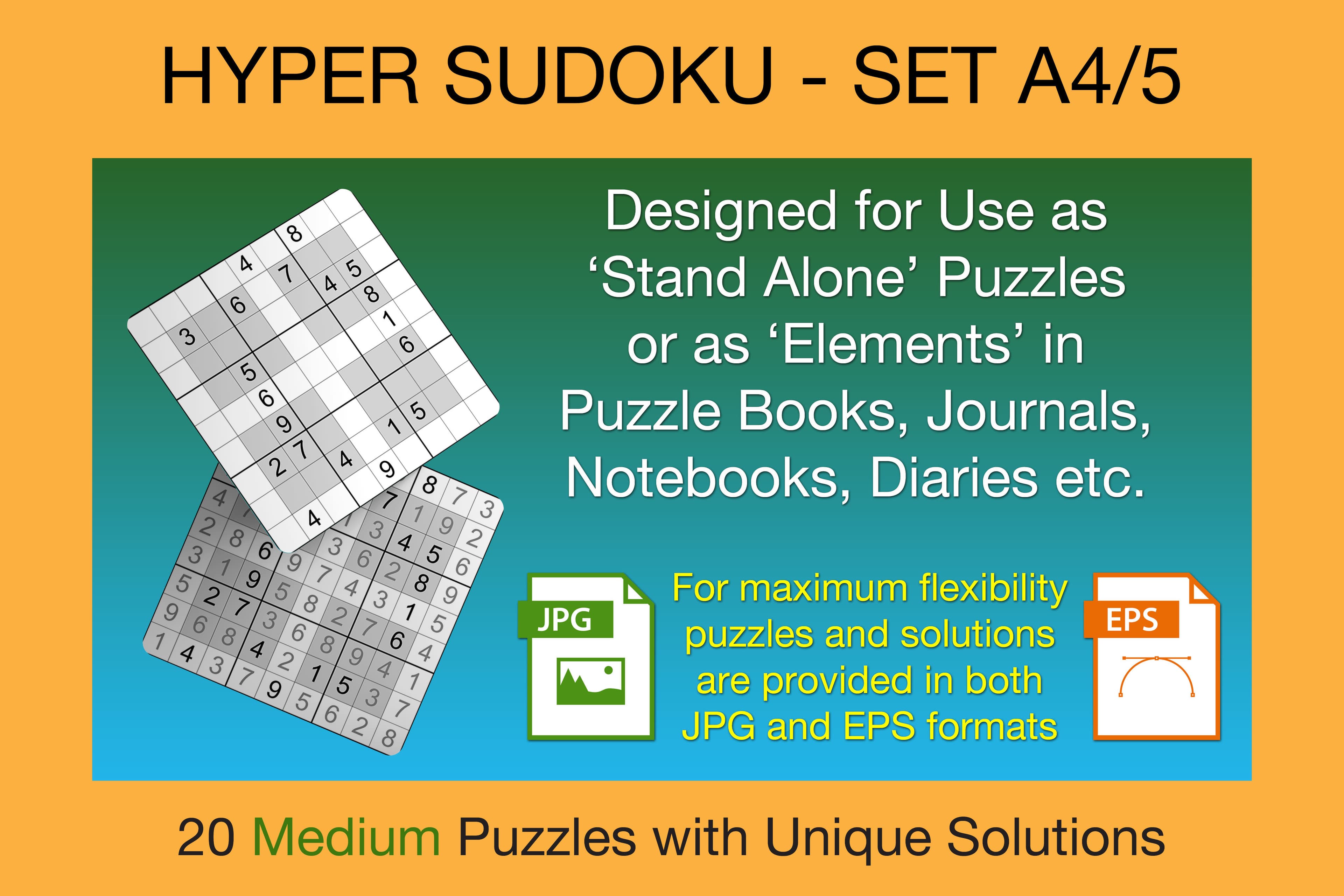 20 Medium Hyper Sudoku Puzzles Set A4 Illustration par Webmark ...