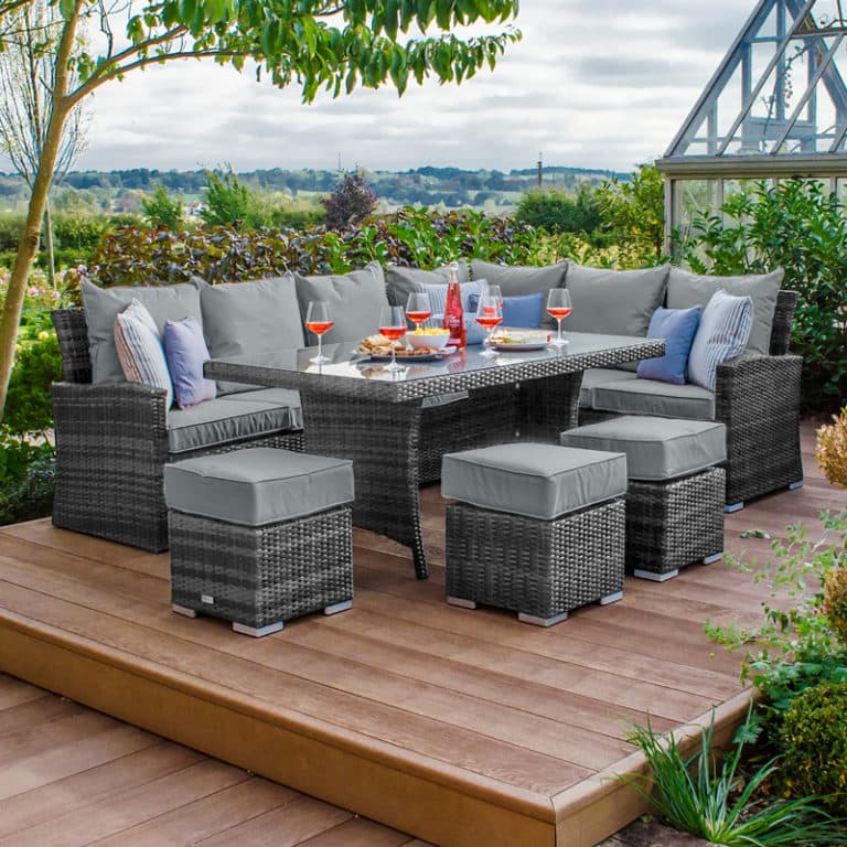 Nova – Cambridge Casual Dining Rattan Corner Sofa Set (Right Hand) Grey ...