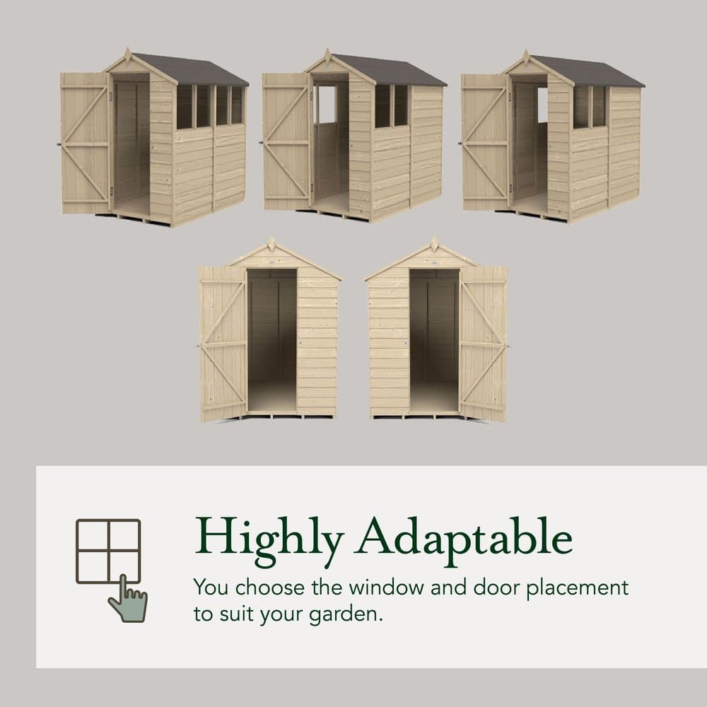 6x4 Forest Overlap Apex Shed - Pressure Treated - elbec garden buildings