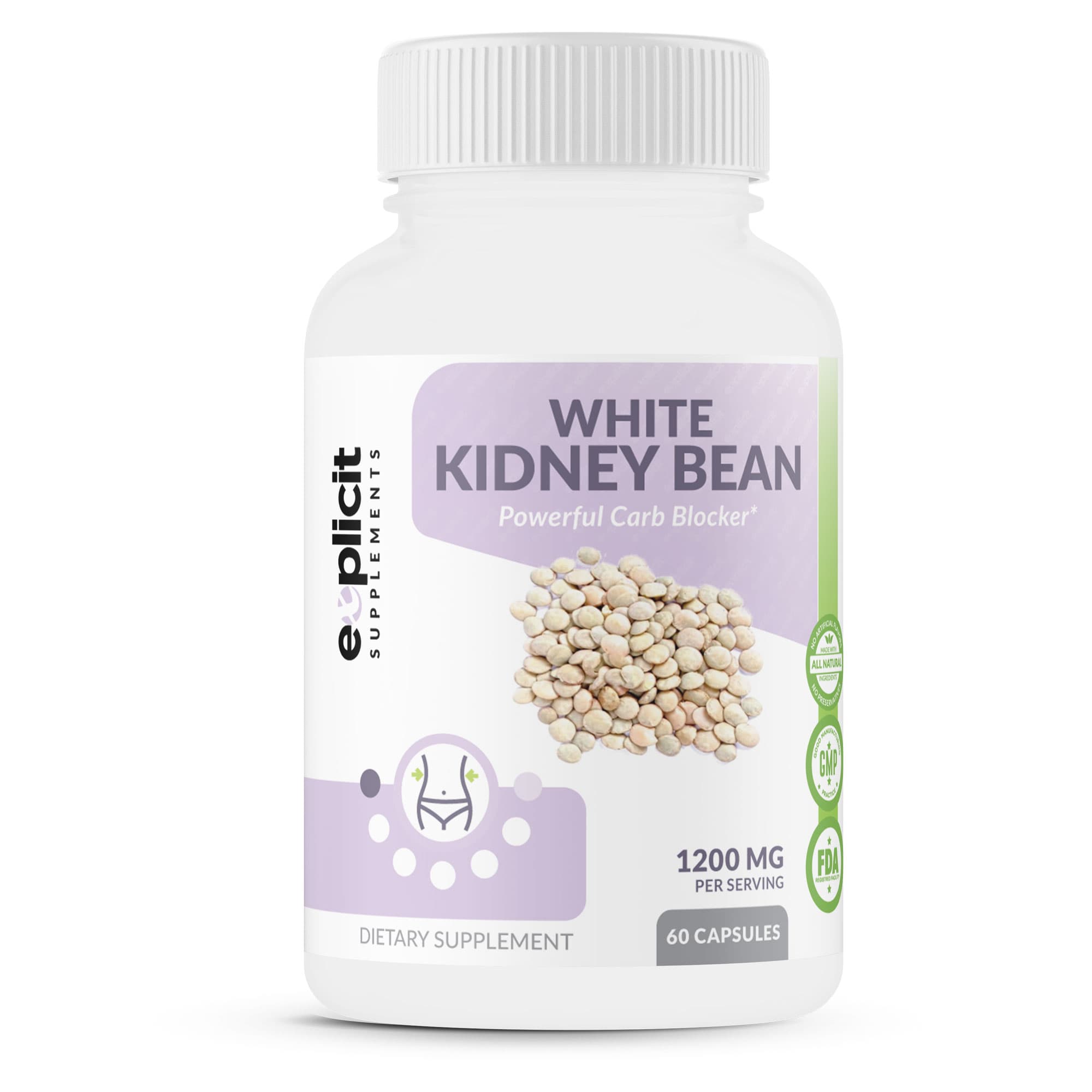All Natural White Kidney Bean Extract - 60 Capsules ...
