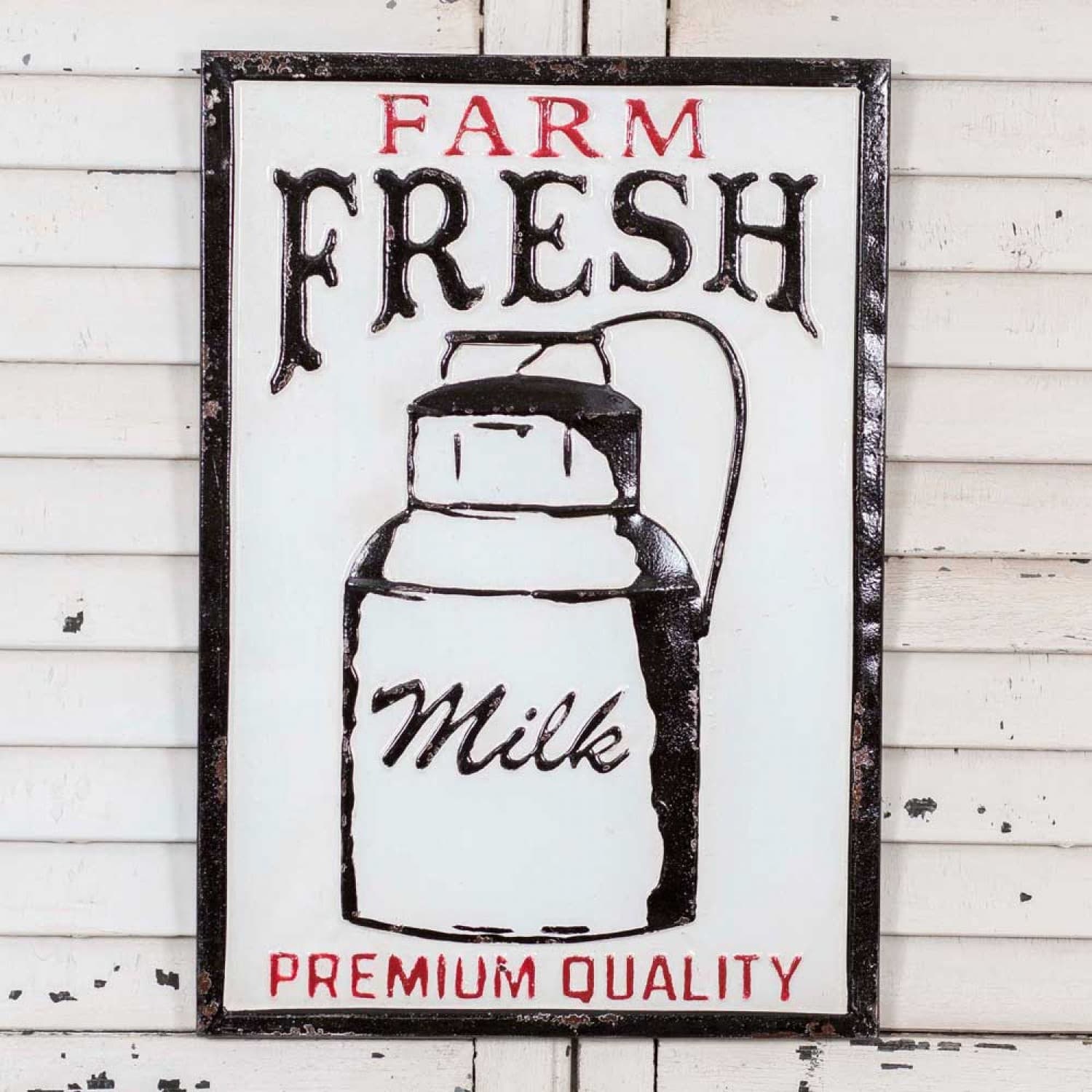 Vintage-Style Farm Fresh Milk Metal Farmhouse Wall Sign