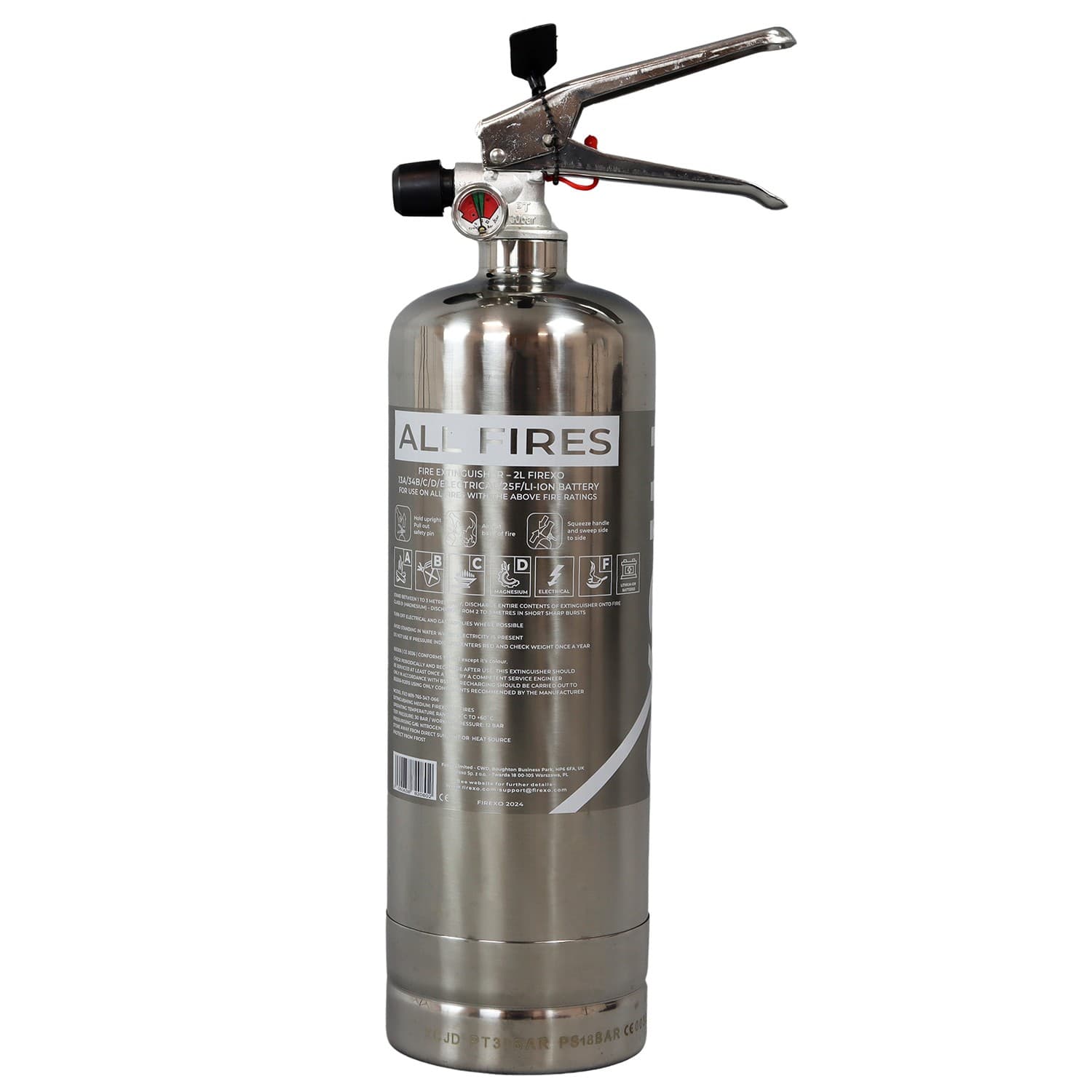 Firexo 2 Litre All Fires Extinguisher | Stainless Steel > Firexo Fire ...