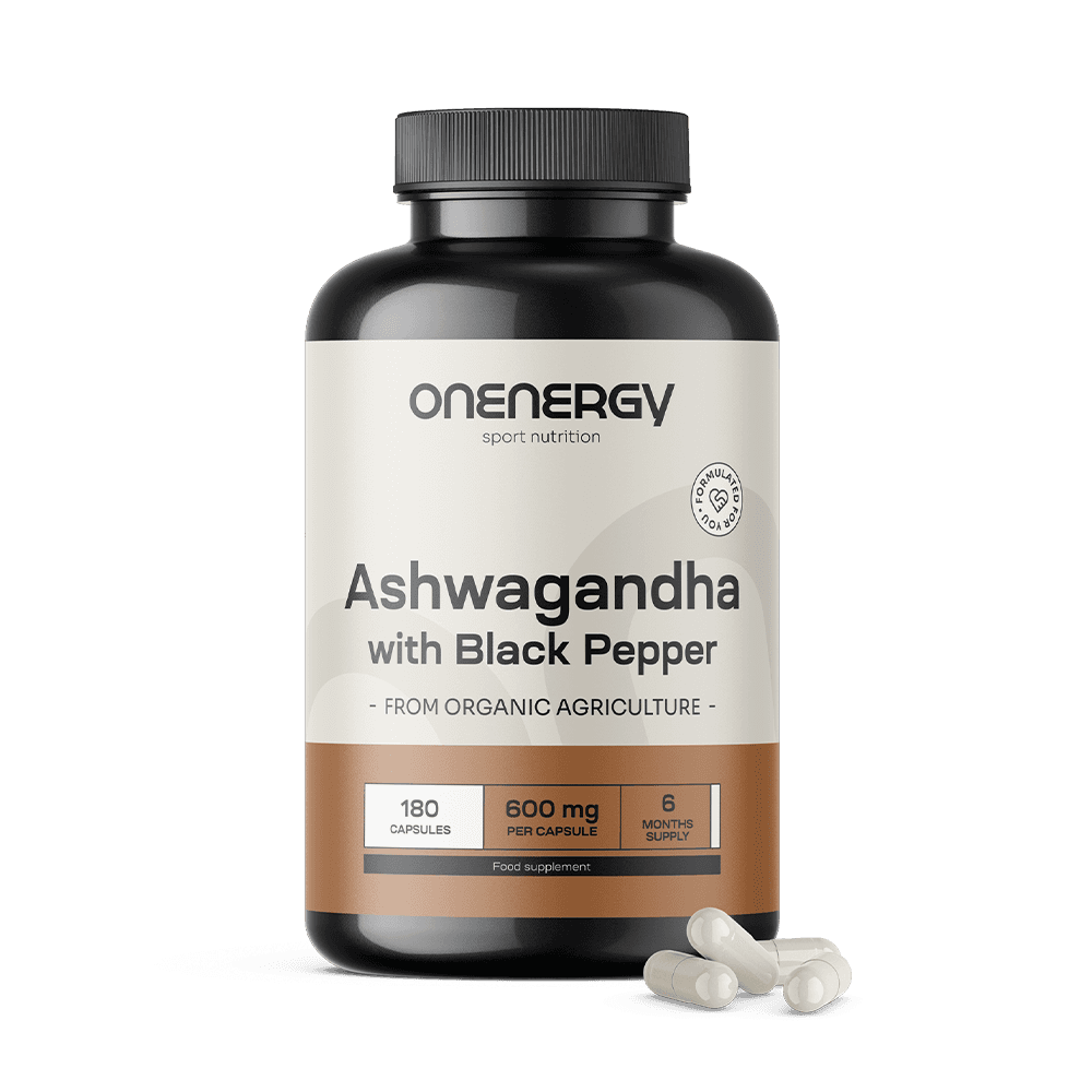 Organic Ashwagandha with Black Pepper, 180 capsules - FutuNatura.uk