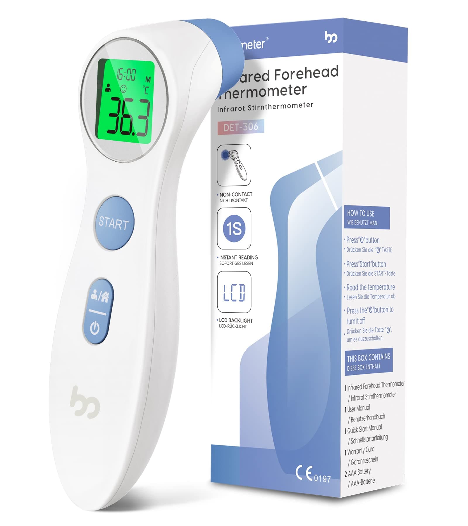 Femometer Non-Contact Infrared Forehead Thermometer for Adults Kids ...