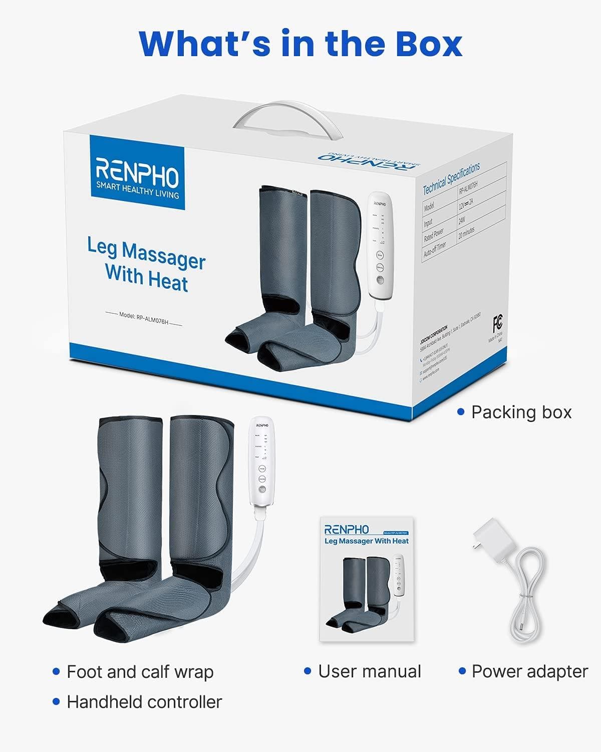 RENPHO Upgraded Leg Compression Massager with Heat - Foot & Calf ...