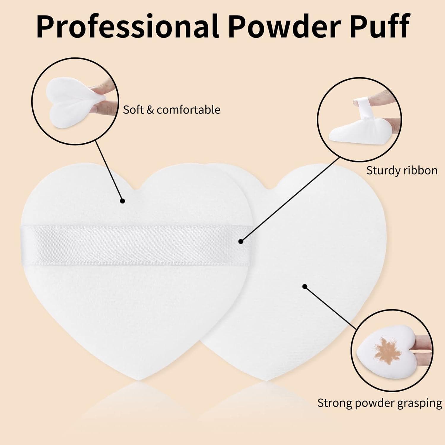 Start Makers Heart-Shaped Makeup Puffs - Soft & Reusable Velvet Sponge ...