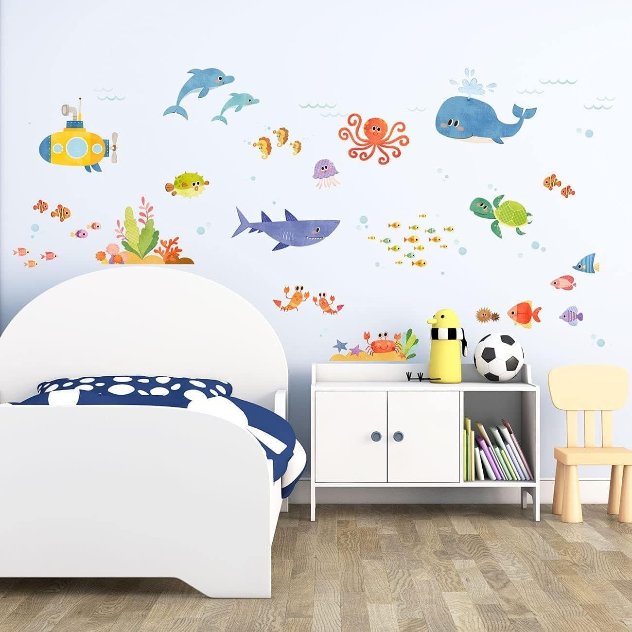 DECOWALL DW-1611S Under The Sea Wall Stickers | Ocean Fish Jellyfish ...