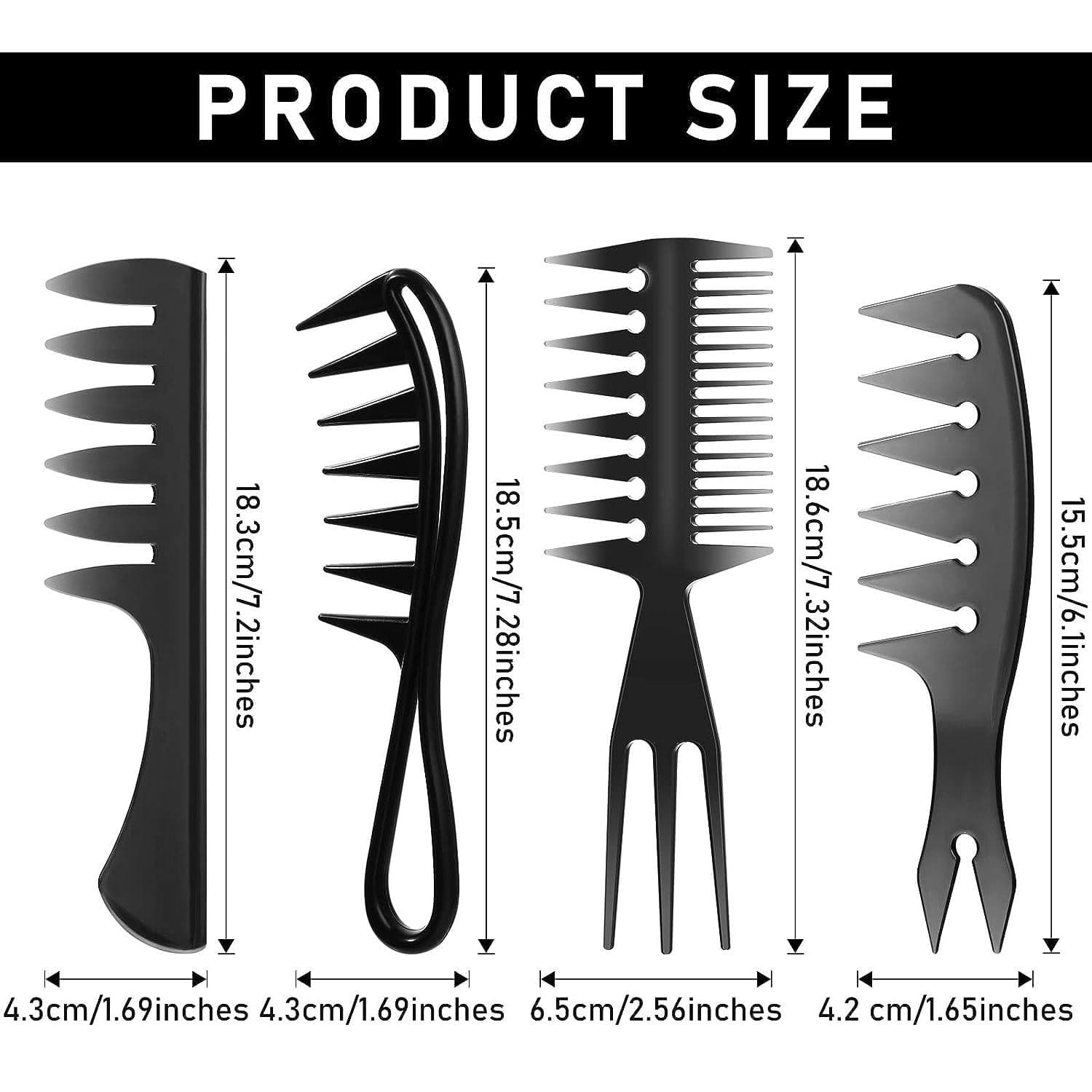 4 Pcs Hair Comb Styling Set - Double Side Tail Combs & Afro Pick for ...