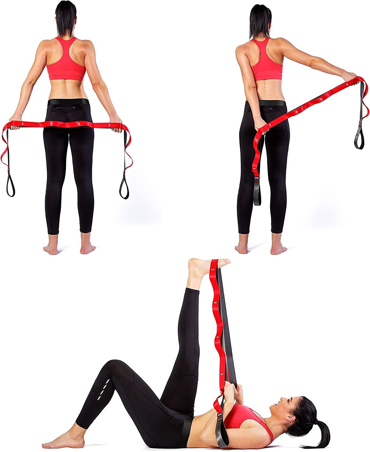 Stretching Strap with Loops - Non Elastic Yoga & Physical Therapy Band ...