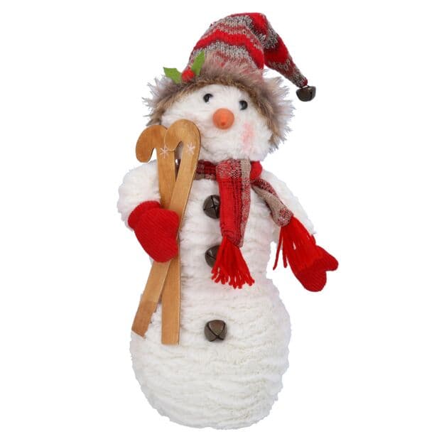 Gisela Graham Large Plush Snowman With Knitted Hat Ornament | Great ...