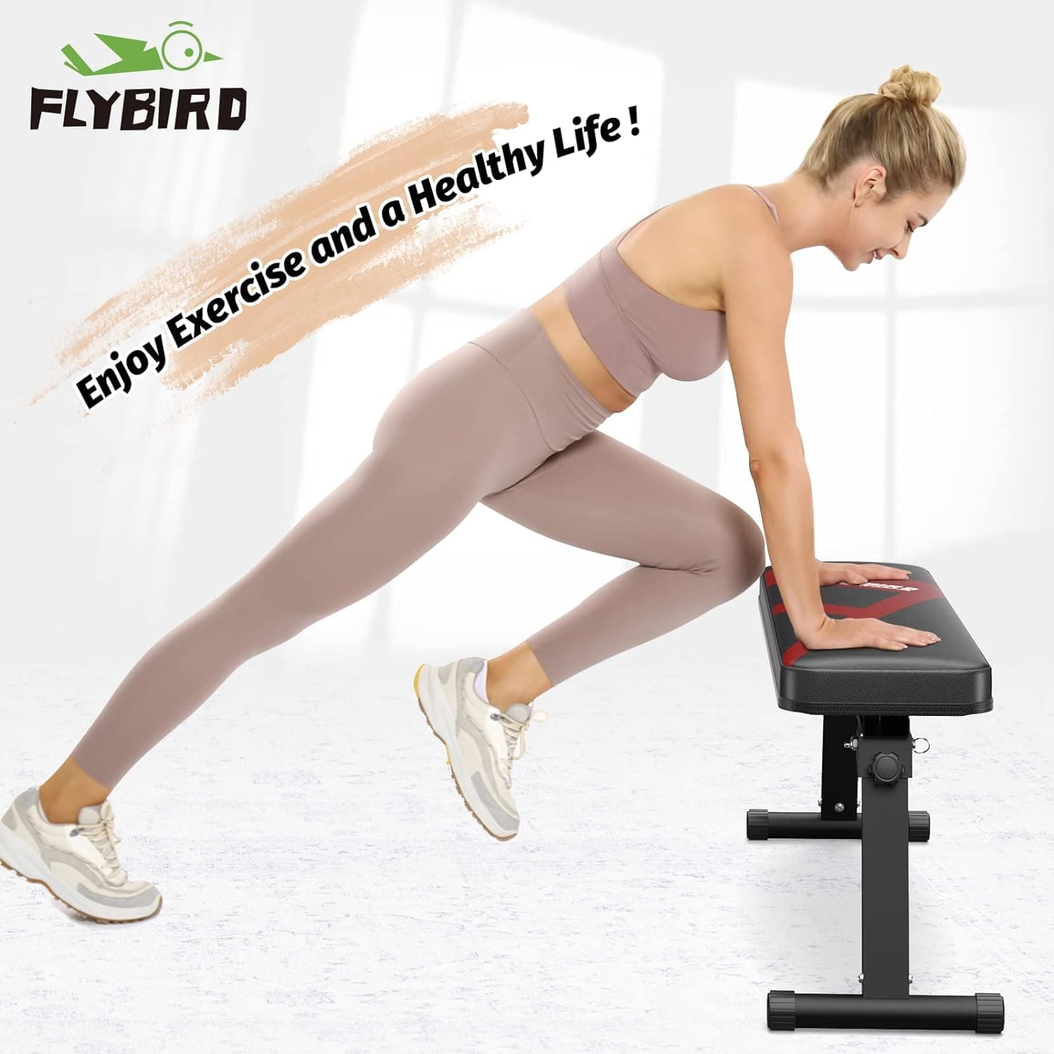 FLYBIRD Flat Bench, Foldable Flat Weight Bench Easy Assembly...