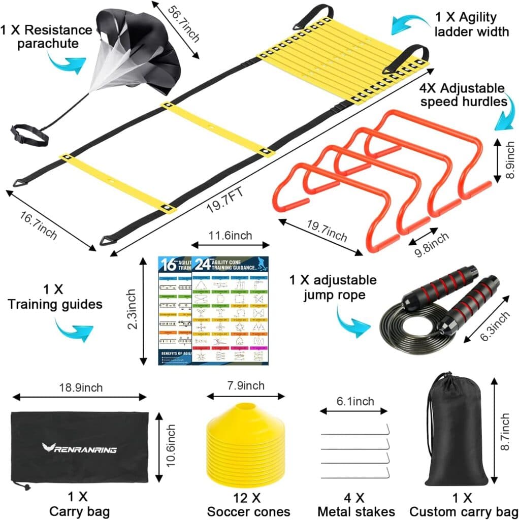 Agility Ladder Speed Training Equipment Set-20ft Agility Ladder...