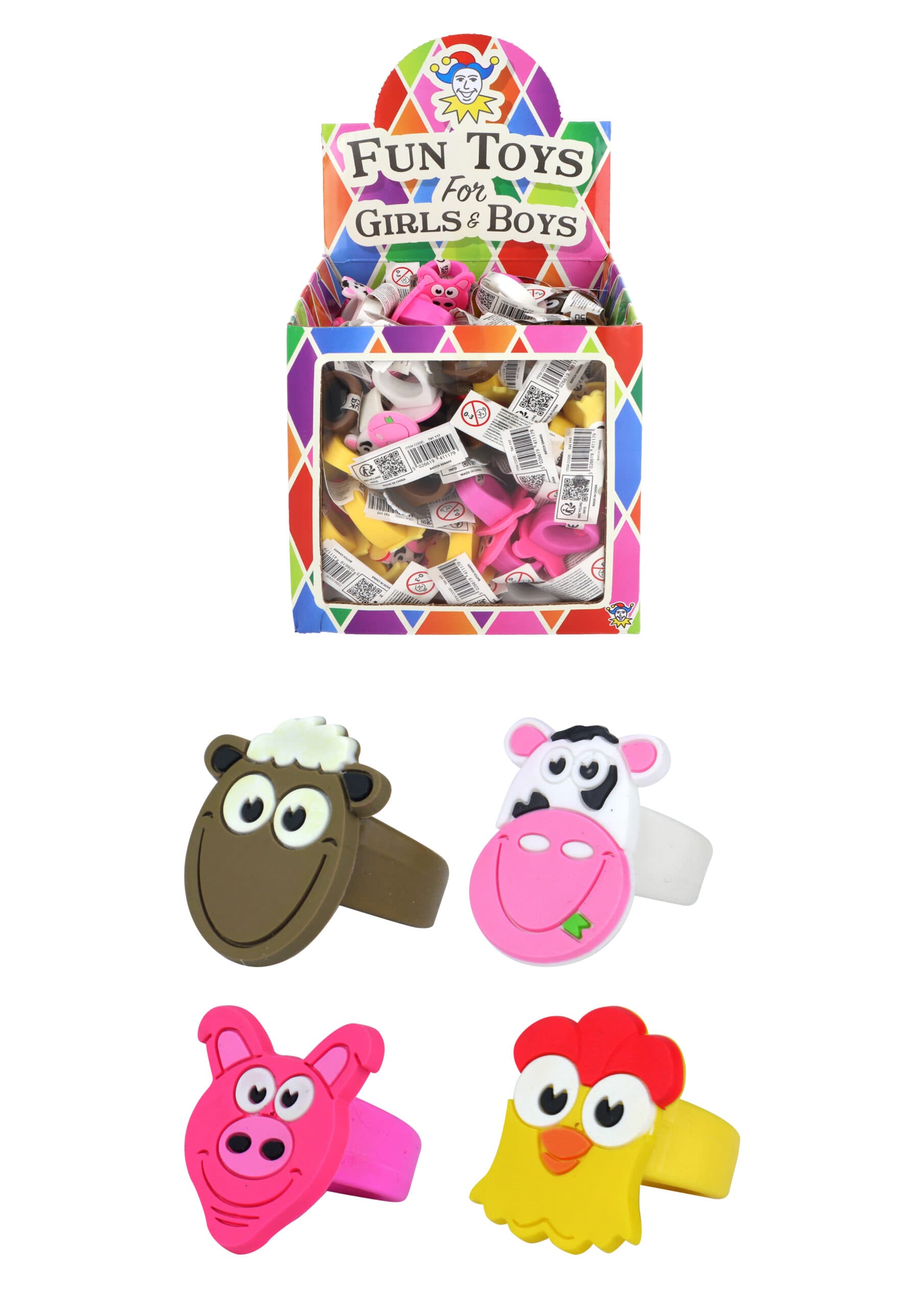 Farm Animal Rings (2x3cm) 4 Assorted Designs - Henbrandt Europe B.V.