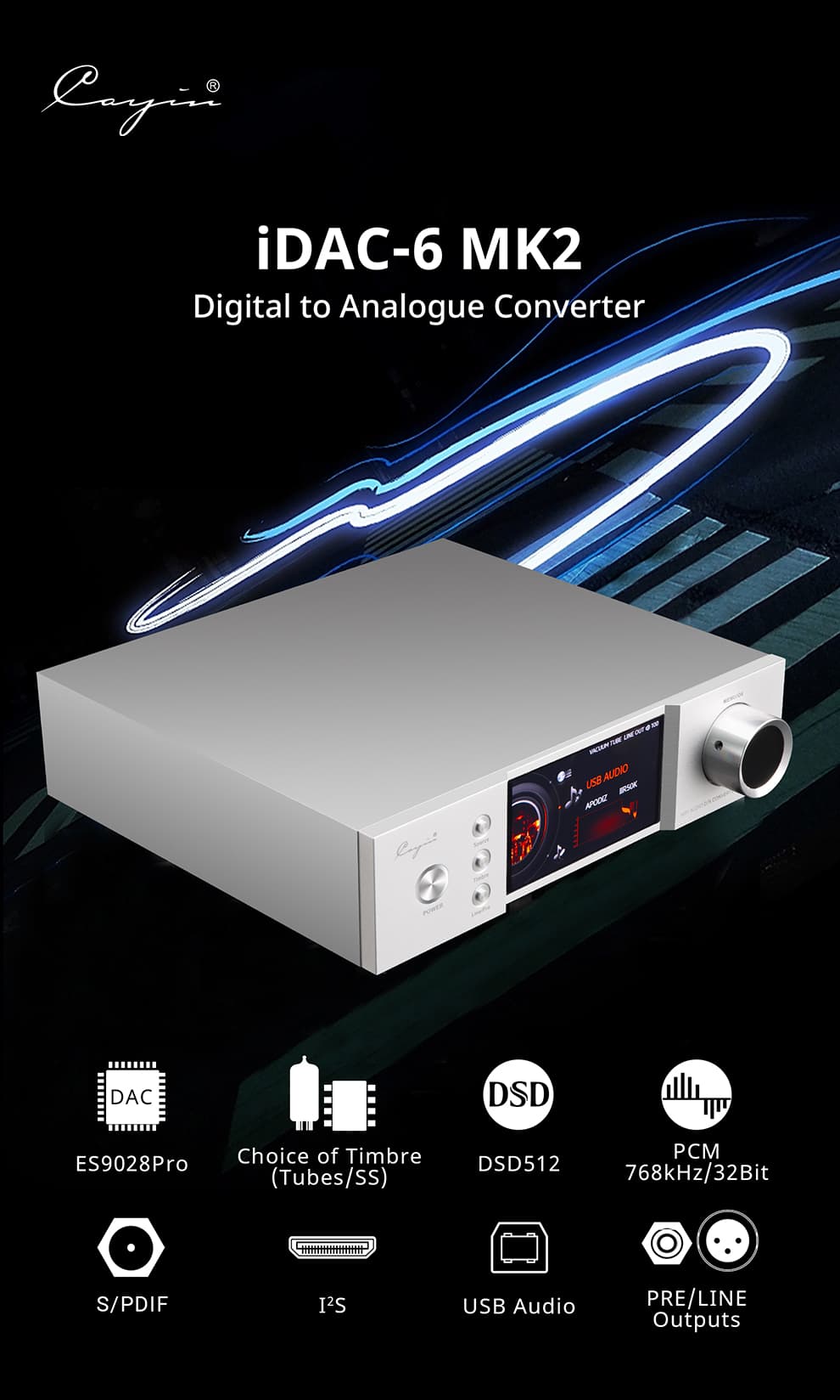 1Set/3PCS Cayin iDAP-6 Audio Player+iDAC-6MKII MK2 Vacuum Tube DAC+iHA ...