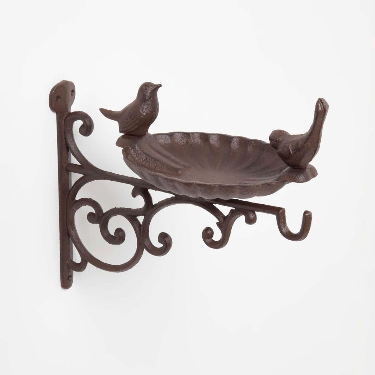 Cast Iron Wall Mounted Bird Bath with Bird Decoration