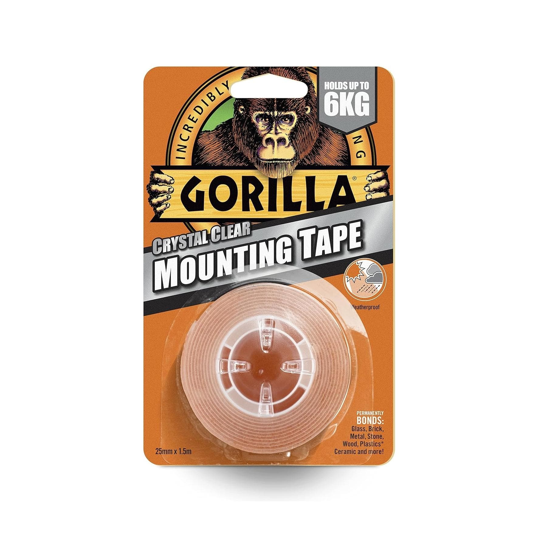Gorilla Crystal Clear Mounting Tape 25mm x 1.5m (5 Pack) – Heavy-Duty ...
