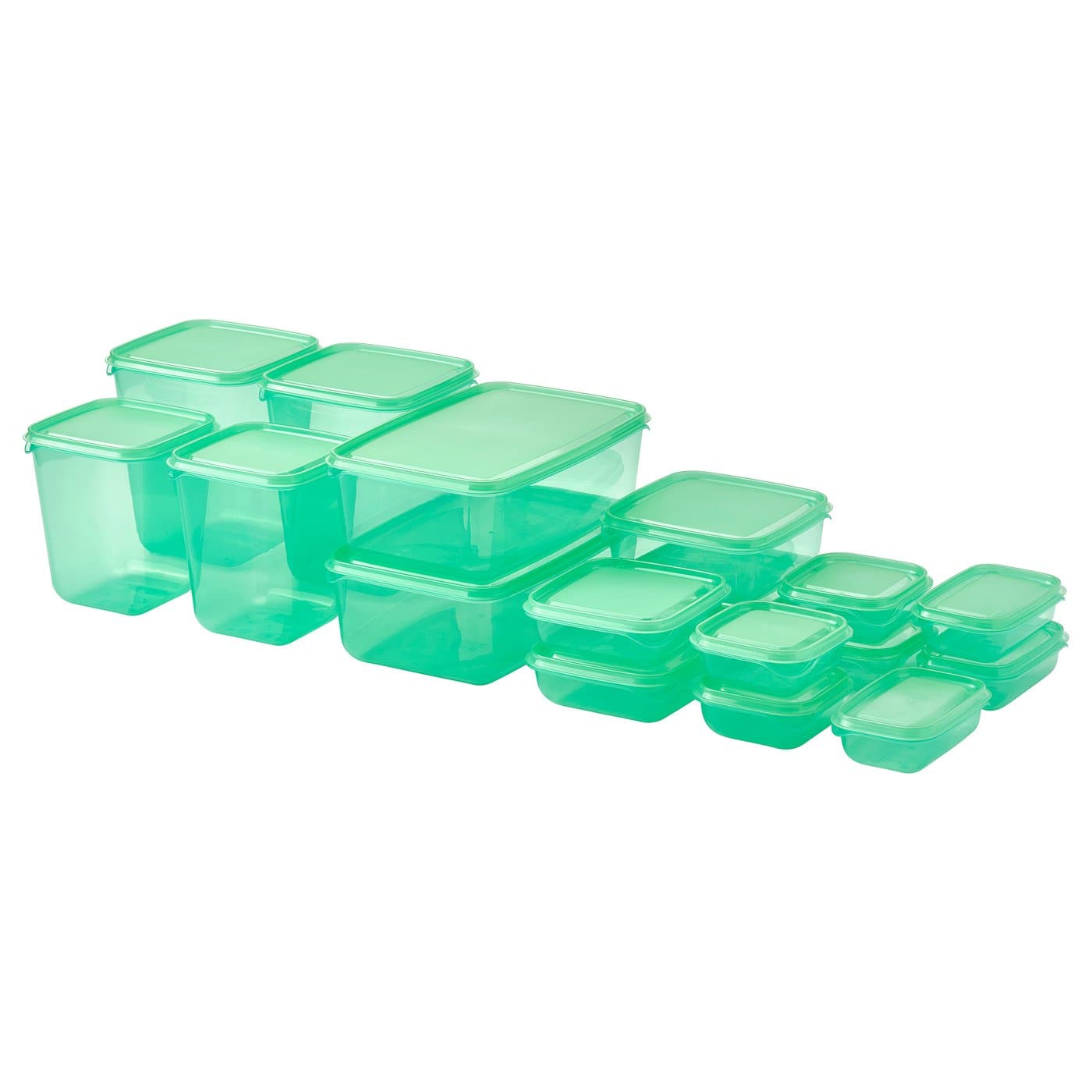 PRUTA food container with lid, set of 17, green - IKEA CA