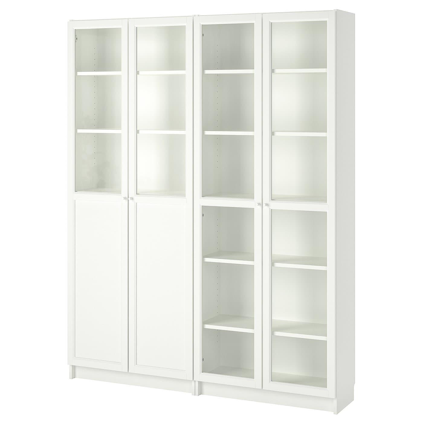 BILLY / OXBERG bookcase with panel/glass doors, white/glass, 160x30x202 ...