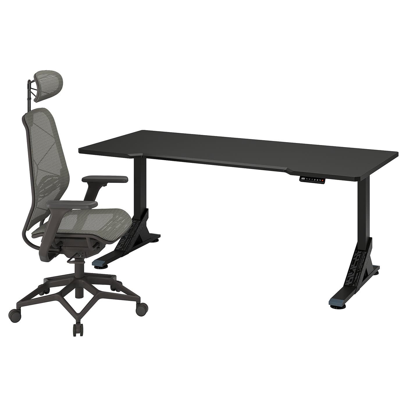 UPPSPEL / STYRSPEL gaming desk and chair, black/gray, 707/8x311/2" - IKEA