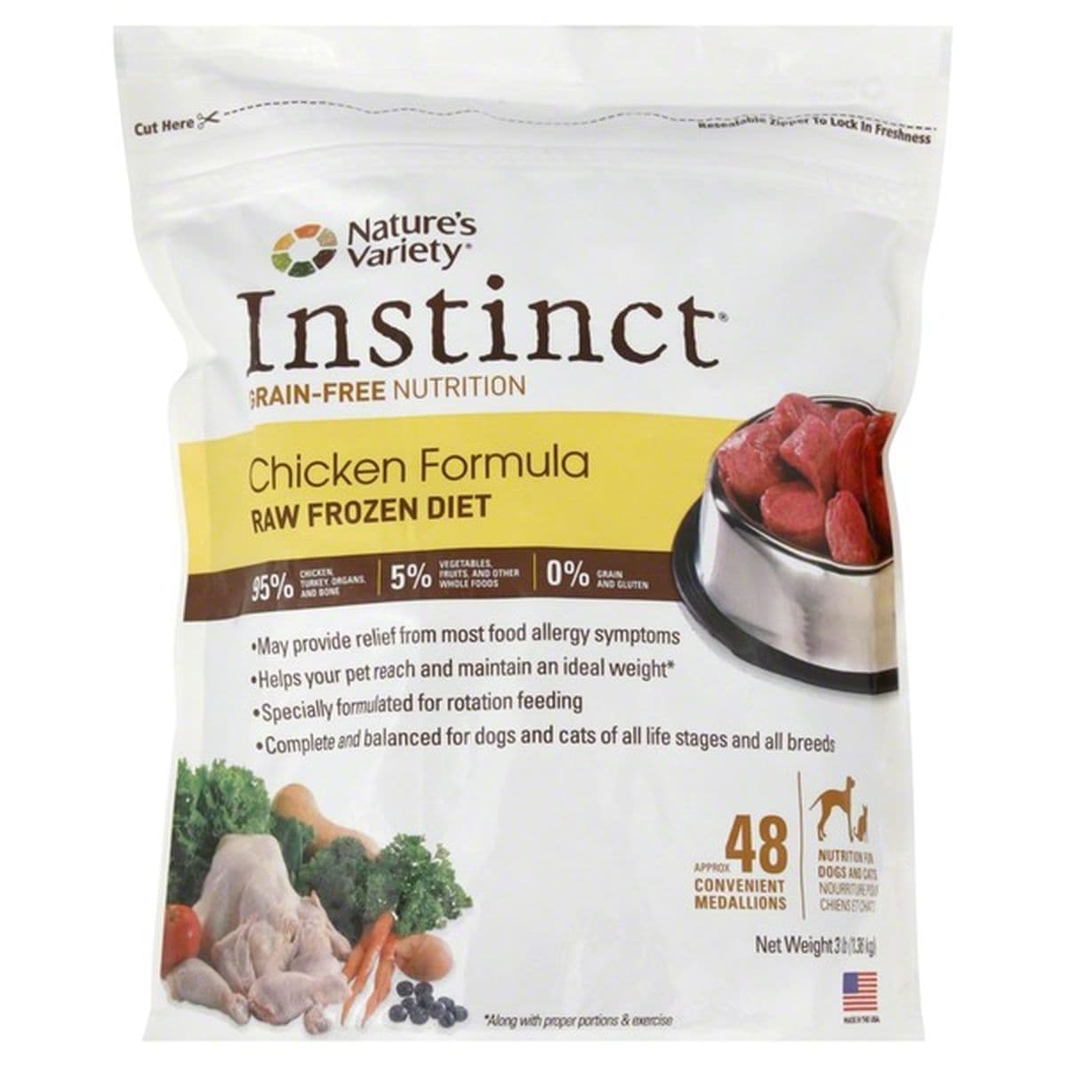 Instinct Raw Frozen Diet, for Dogs and Cats, Chicken Formula (48 each ...